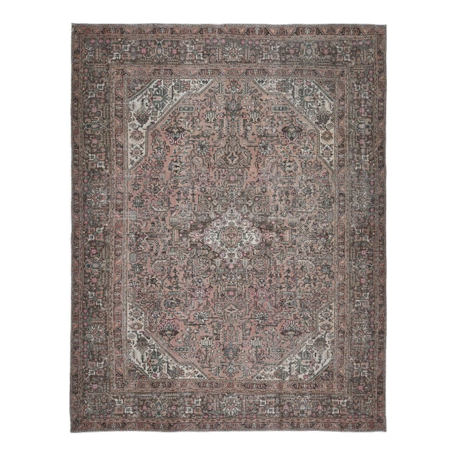 1970s Vintage Persian Handmade Wool Coton Orange Area Rug For Sale