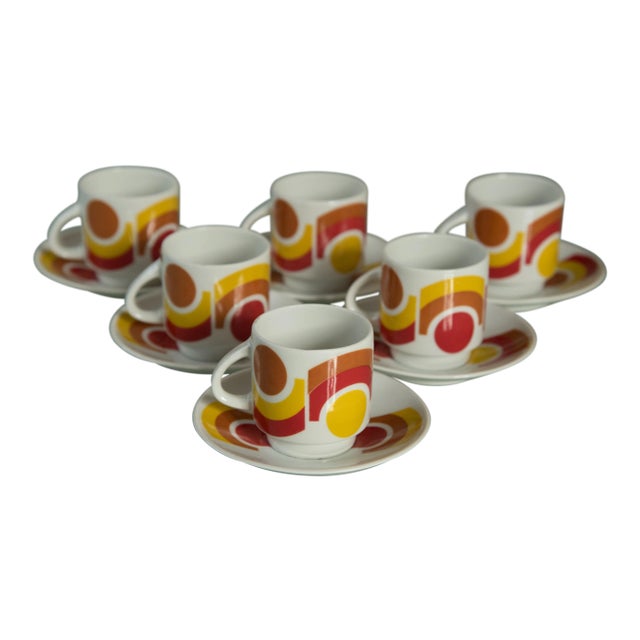 1970s Vintage Ankap Porzellan Porcelain Demitasse Expresso Cups - Set of 6 For Sale