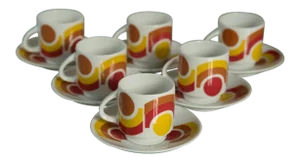 1970s Vintage Ankap Porzellan Porcelain Demitasse Expresso Cups - Set of 6