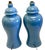 Mid-Century Modern Vintage Mid-Century Modern Glossy Blue Ginger Jar Ceramic Table Lamps - 2 Piece For Sale - Image 3 of 7