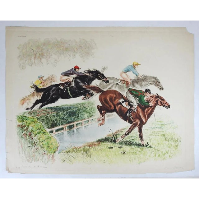 Early 20th Century Vintage Early 20th Century French Steeplechase Horse Racing Etching For Sale - Image 5 of 6