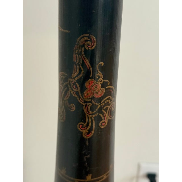 Antique Chinese Wooden Hand-Painted Floor Lamp For Sale - Image 10 of 18