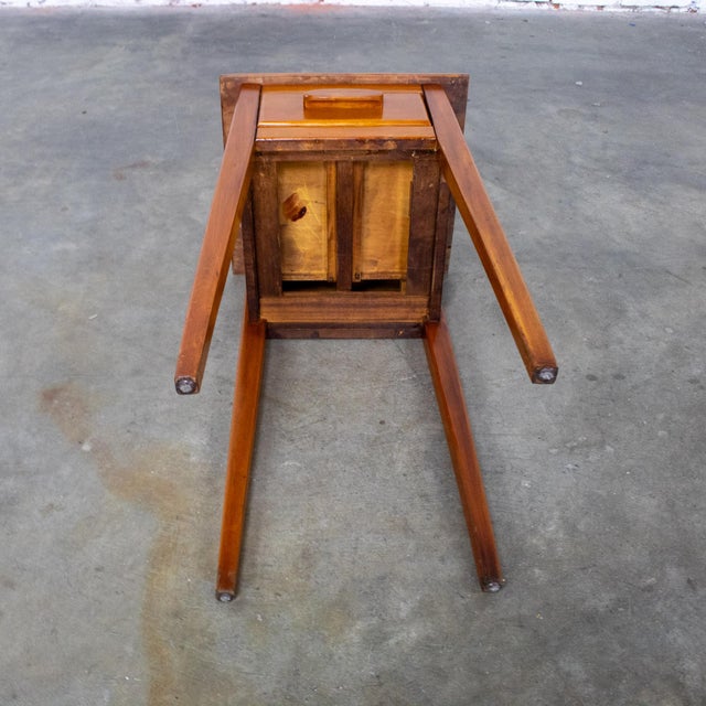 1930s to 1950s Transitional Solid Maple Nightstand or End Table With Hand Carved Pulls For Sale - Image 11 of 18