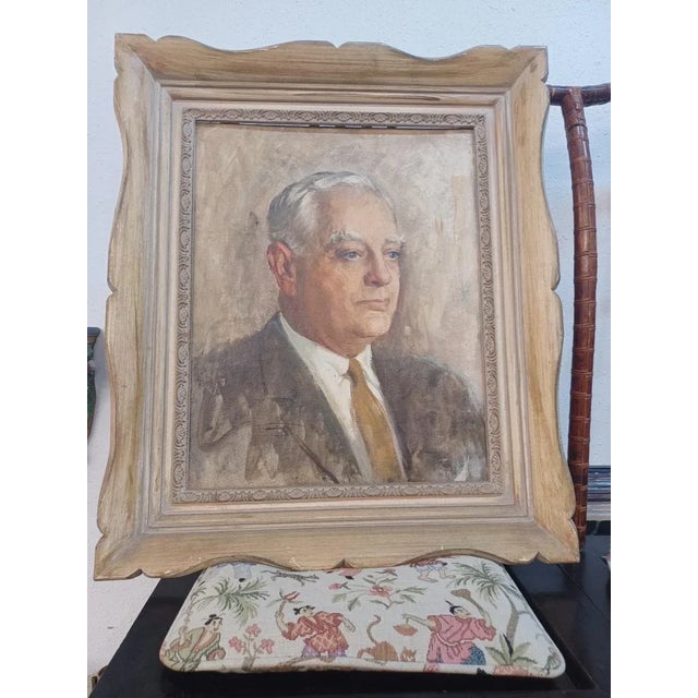 Vintage Oil Painting on Board of a Distinguished Gentleman For Sale - Image 4 of 4