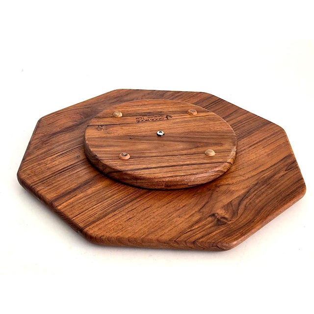Dansk 1970s Teak Wood Partitioned Lazy Susan For Sale - Image 4 of 10