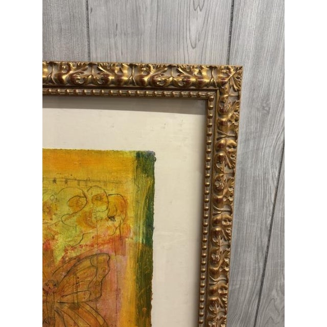 Wood Ann Shaw 2000 Abstract Mixed Media Painting, Signed & Framed For Sale - Image 7 of 8