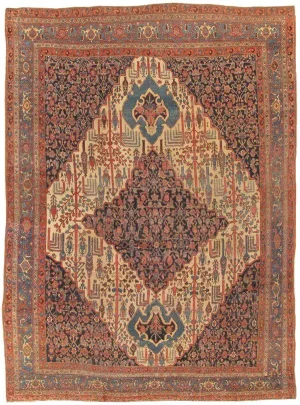 Antique Bidjar Ivory/L.Blue Area Rug - 9'8" X 12'9"
