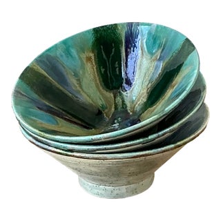 Vintage Boho Original Studio Pottery Nut Bowls - Set of 3 For Sale