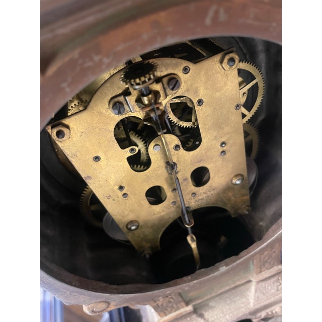 Early 19th Century Figural Bronze and Gilt Statue by Pierre Louise Deltrier Clock by Ansonia New Haven For Sale - Image 11 of 12