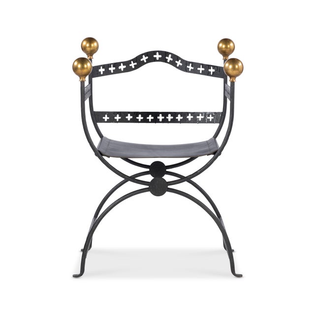 Century Furniture Tara Shaw for Century Furniture Dante Iron Savonarola Chair For Sale - Image 4 of 7