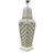 Elegant vintage pair of faux bamboo glazed ceramic table lamps in a classic Palm Beach Regency style. Featuring an...