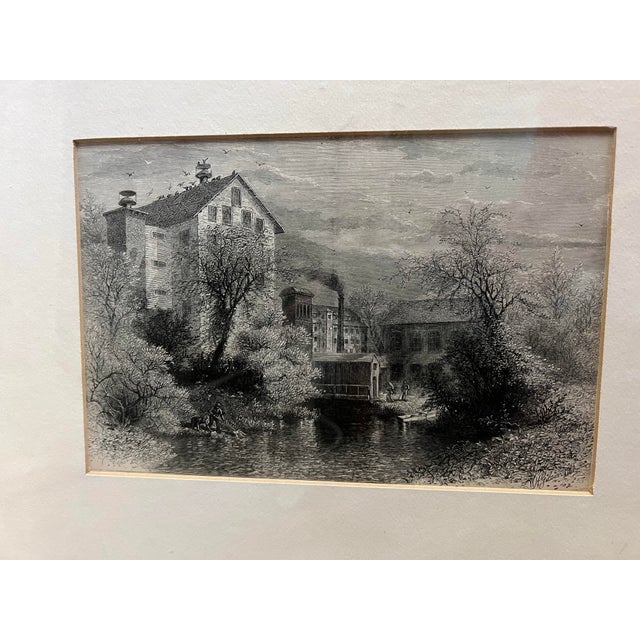 American 19th Century Blackstone River Print Framed & Matted For Sale - Image 3 of 9