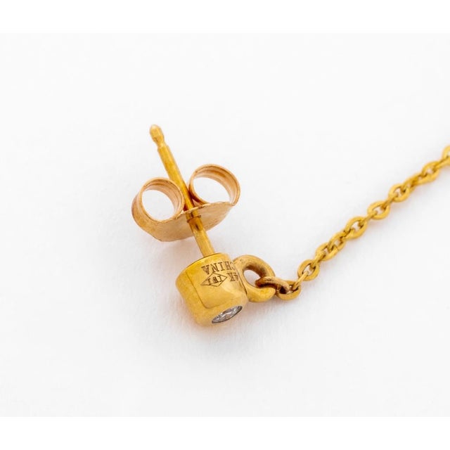 14k Yellow Gold & Cultured Pearl Drop Earrings For Sale - Image 4 of 4