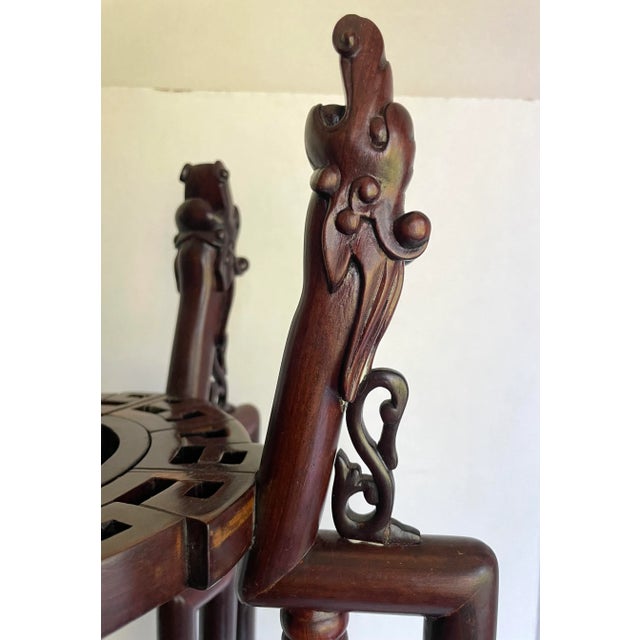 Mid 20th Century Asian Rosewood Hongmu Dragon Glass Side Table For Sale - Image 9 of 13