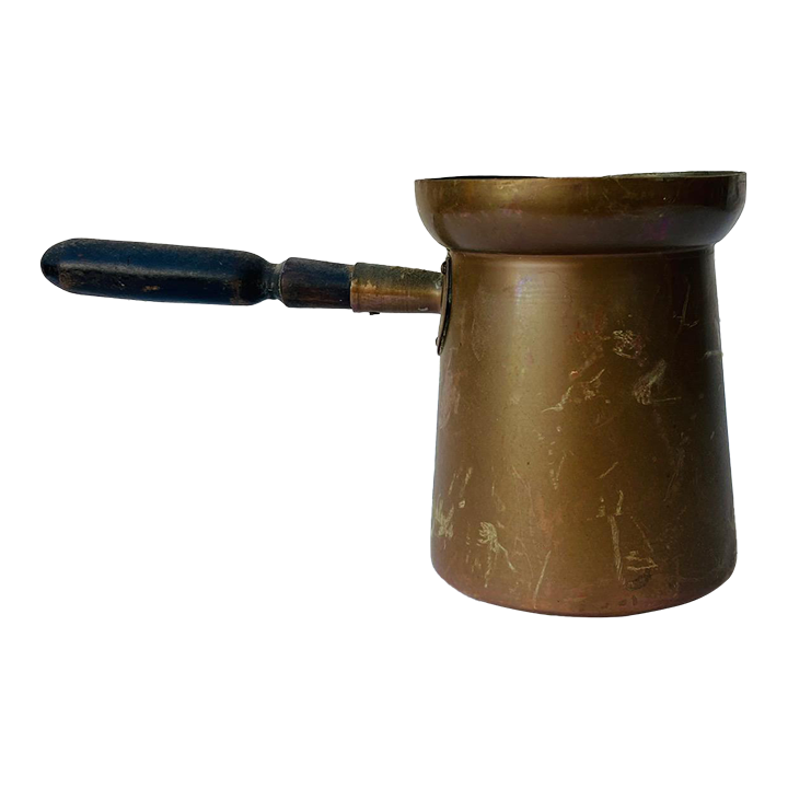 Late 1800s French Copper Melting/ Coffee Pot With Wood Handle