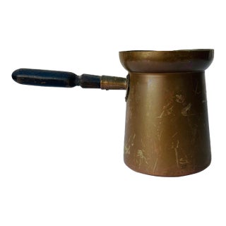 Late 1800s French Copper Melting/ Coffee Pot With Wood Handle For Sale