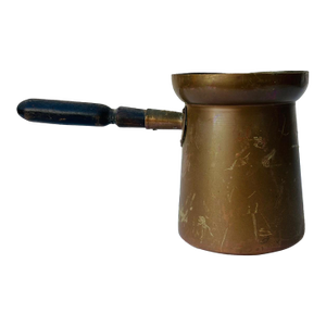 Late 1800s French Copper Melting/ Coffee Pot With Wood Handle
