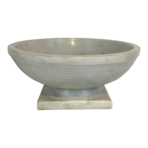 Currey & Company Modern Large White Marble Pedestal Bowl