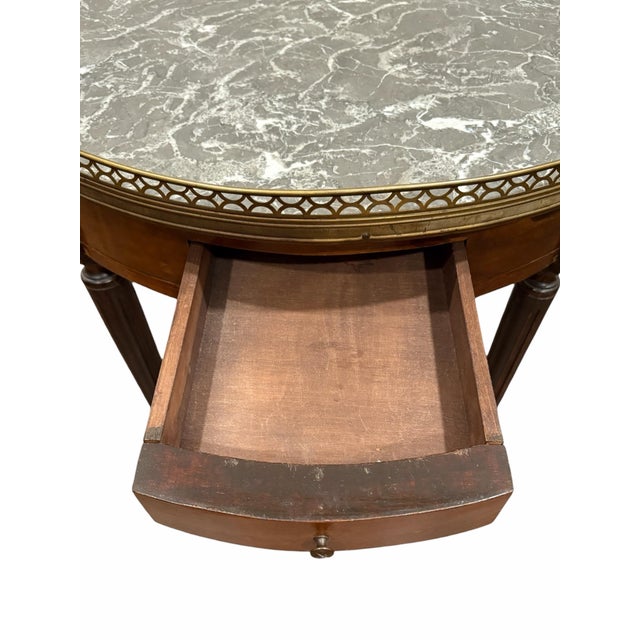 1910s Antique French Louis XVI Mahogany & Marble Bouillotte Center Table For Sale - Image 4 of 7