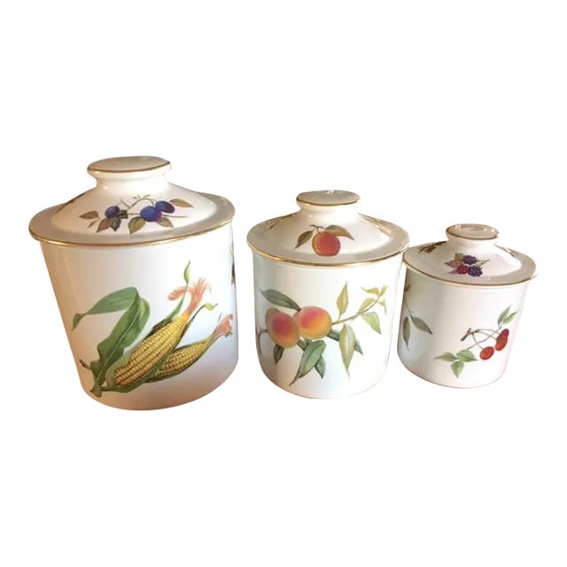 Vintage Royal Worcester Evesham Canister Set - 3 Pieces For Sale