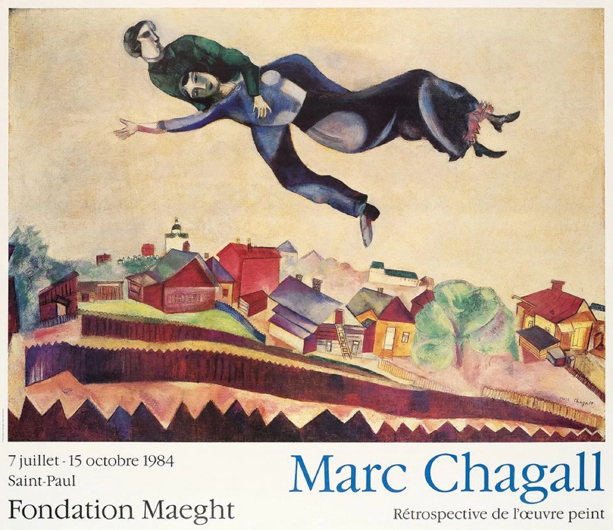 Marc Chagall, Couple Above the City Poster, 1989, Screen Print