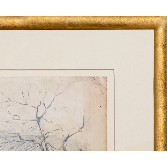 Mid 20th Century Madelyn Colby Naturalistic Monochromatic New Mexico Landscape Pencil Drawing with Trees, Mid-20th Century For Sale - Image 5 of 10