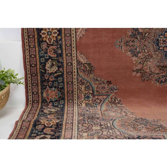 Persian 1970s Vintage Persian Handmade Wool 7x10 Orange Area Rug For Sale - Image 3 of 11