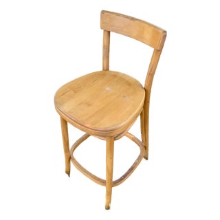 Curly Maple Bentwood Bistro Stool by Thonet From the 1960s For Sale