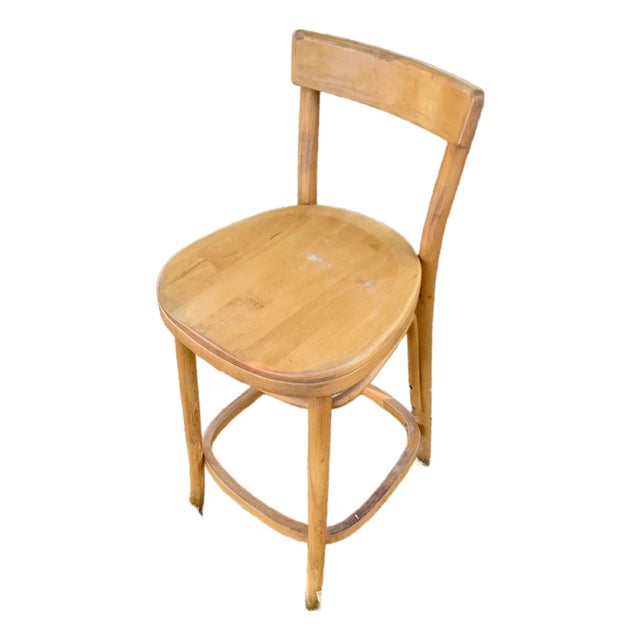 Curly Maple Bentwood Bistro Stool by Thonet From the 1960s For Sale