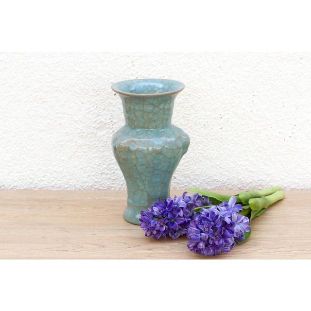 Blue Antique Chinese Crackle Blue Glaze Vase For Sale - Image 8 of 8