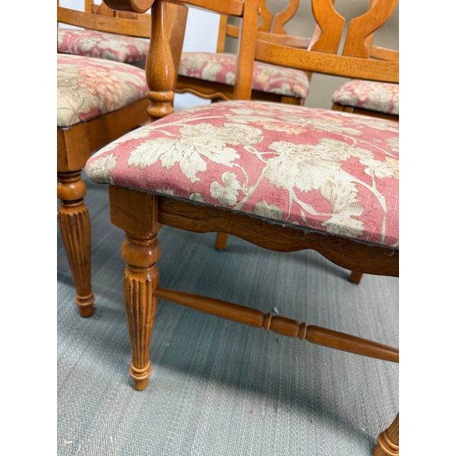 Fiddleback Splat Floral Dining Chairs, Set of Eight For Sale In San Francisco - Image 6 of 12