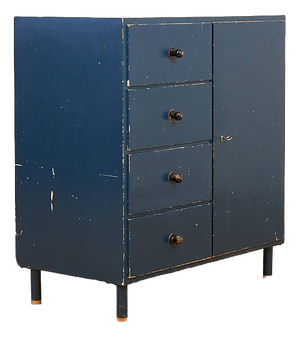 Fir Chest of Drawers with Steel Tube Legs and Wooden Ends