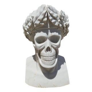 Italian Artist, Memento Mori Bust with Laurel Wreath, 1980, Marble For Sale