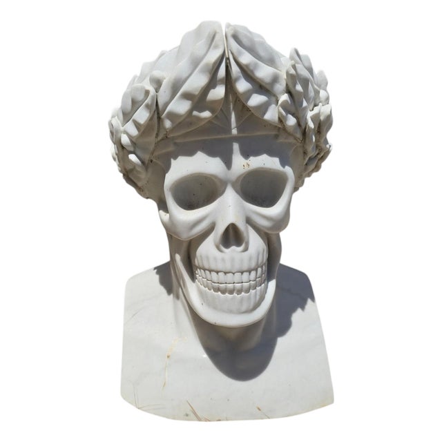 Italian Artist, Memento Mori Bust with Laurel Wreath, 1980, Marble For Sale