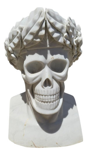 Italian Artist, Memento Mori Bust with Laurel Wreath, 1980, Marble