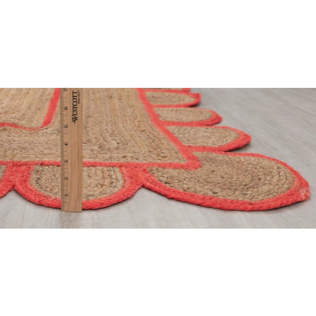 Hot Red Scallop Jute Handmade Rug 5'x7' Ft. For Sale - Image 4 of 13