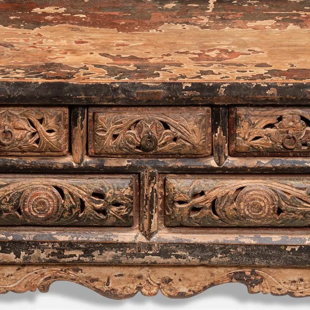 Shaanxi Carved Kang Table For Sale - Image 9 of 14