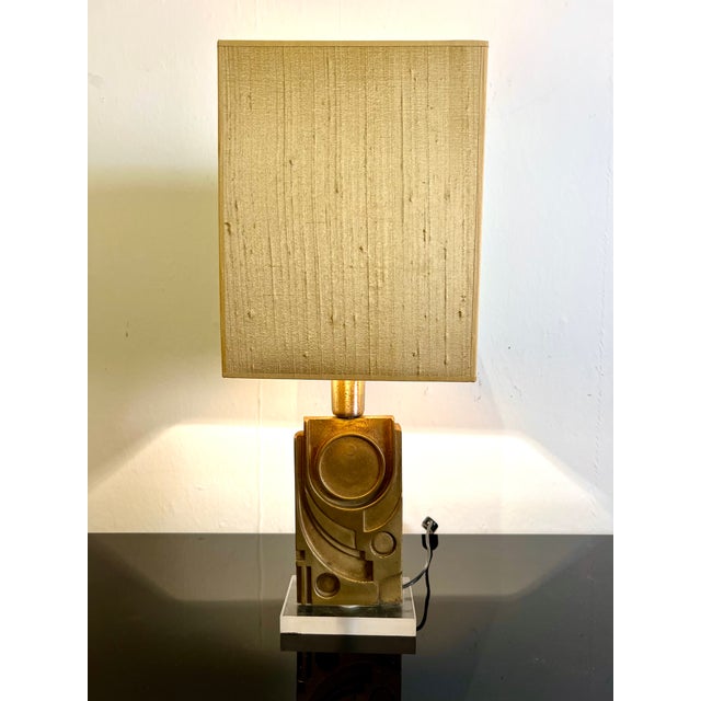 Modern Bronze Sculpture Lamp by Giuseppe Calonaci, 1971 For Sale - Image 3 of 6