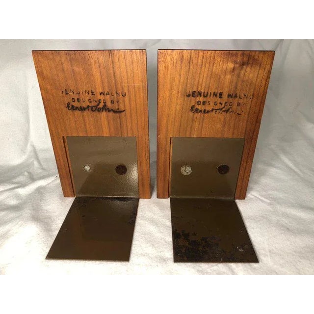 1960s Ernest John Mid-Century Modern Walnut and Enamel Bookends - a Pair For Sale - Image 5 of 13
