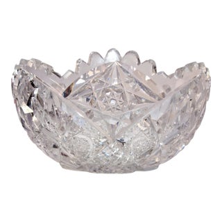 1940s American Cut Crystal Bowl For Sale