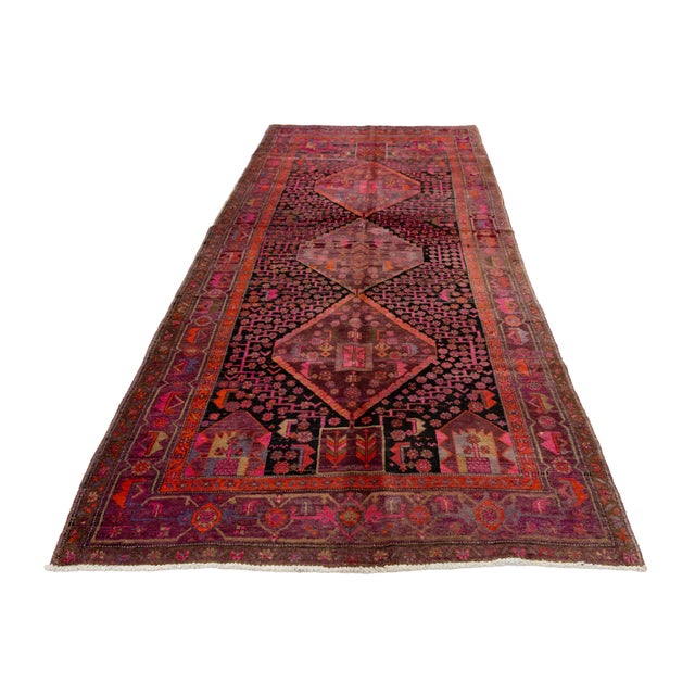 Handmade Vintage Shiraz Pink Wool Rug With Geometric Design For Sale - Image 4 of 9