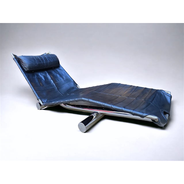 1970s 1970s Chariot' Leather Chaise Lounge by Paul Tuttle for Strassle International For Sale - Image 5 of 12