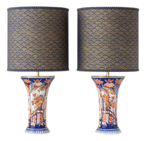 Dutch Delft Imari Ceramic Table Lamps, 1980s, Set of 2