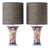 Vintage Delft Imari Ceramic Table Lamps, New Japanese Block Print Lampshades, Set of 2 For Sale