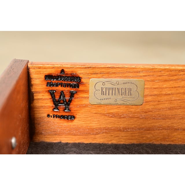 Kittinger Georgian Carved Mahogany Breakfront Bookcase Cabinet For Sale - Image 11 of 18