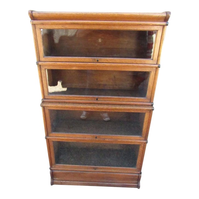 Antique English Oak Stacking Lawyers Bookcase For Sale