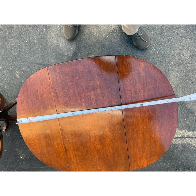 Early 20th Century Pair of Antique Duncan Phyfe Style Mahogany Drop Leaf Side Tables For Sale - Image 15 of 16