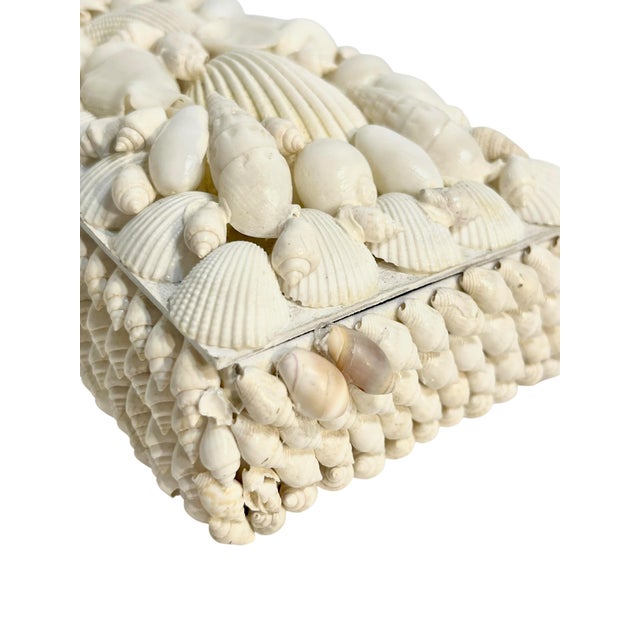 Shell Vintage Folk Art White Shell Box For Sale - Image 7 of 14