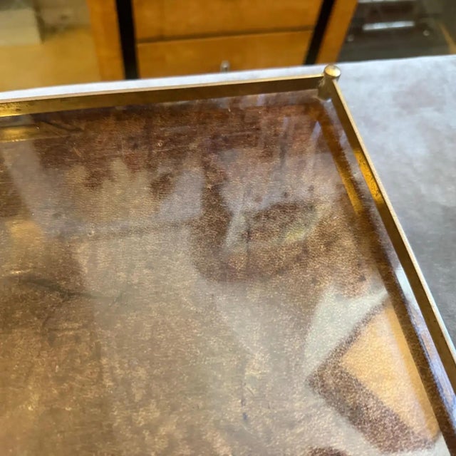 Tura 1950s Mid-Century Modern Brown Painted Goatskin and Brass Tray by Aldo Tura For Sale - Image 4 of 13