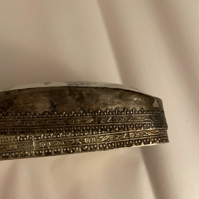 Antique Chinese Porcelain Shard Metal Box For Sale - Image 4 of 5